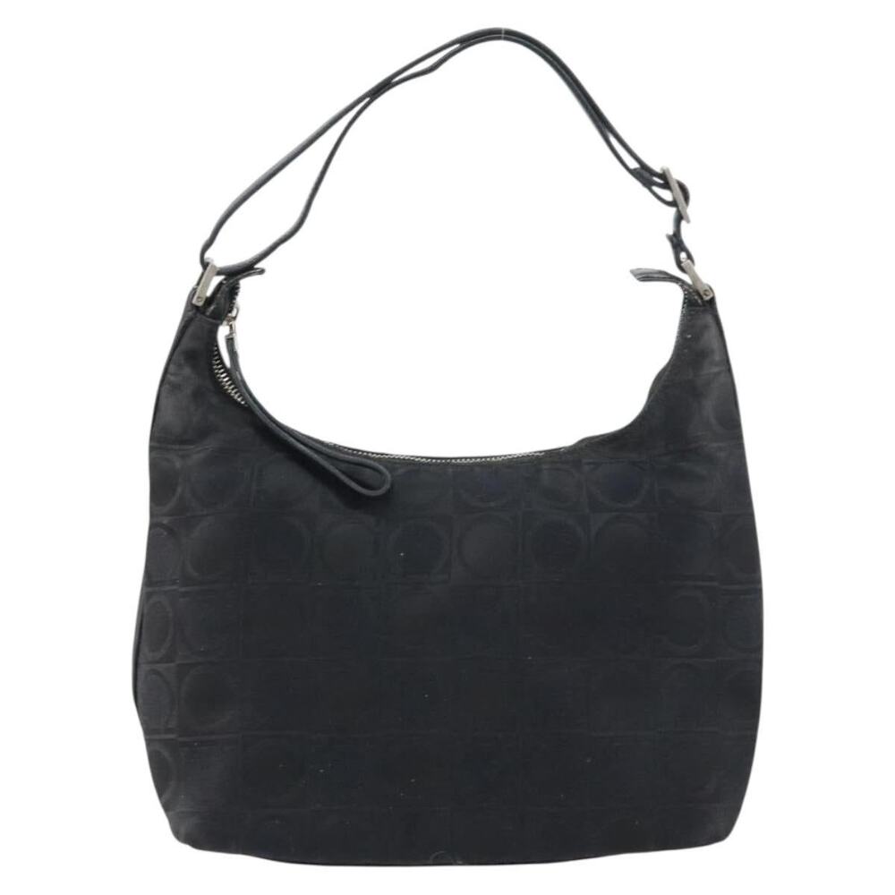 Salvatore Ferragamo Nylon Gancini Shoulder Bag Black